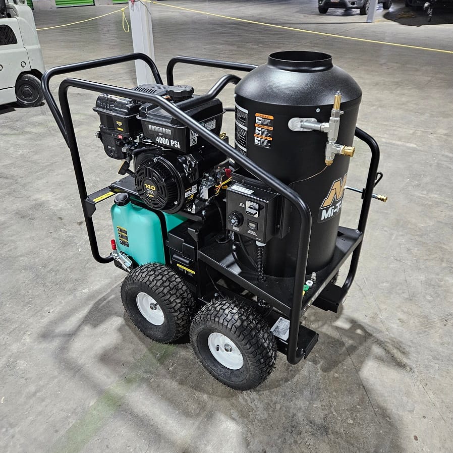 Gas powered hot water pressure washer