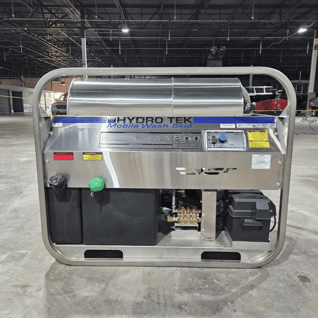 Quality mobile hot water pressure washer skid unit